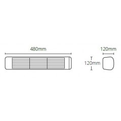 HLW20BGIP55 - Czarny 2000W Promiennik podczerwieni, złota lampa