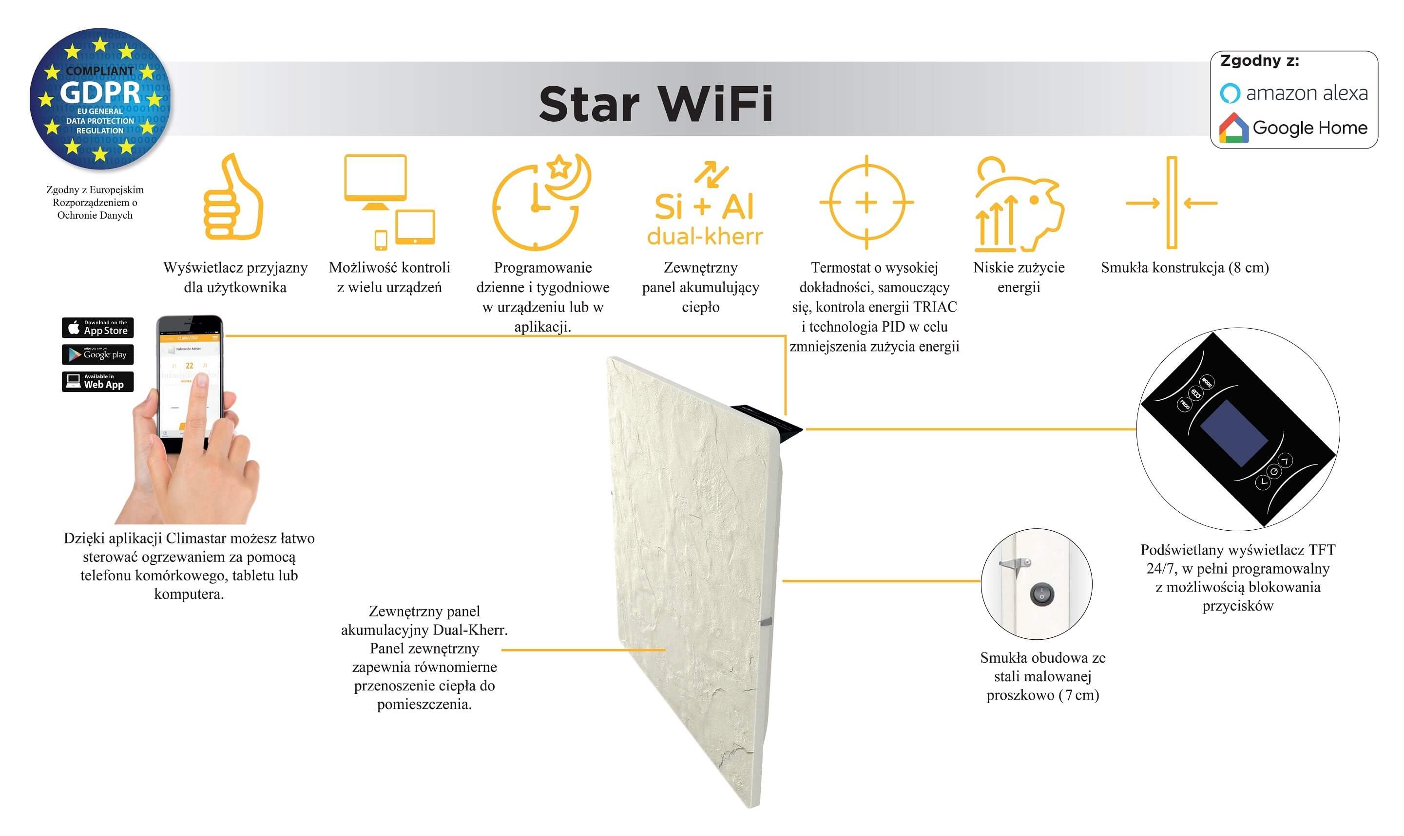 Star Wi-Fi - grzejnik hybrydowy z akumulacją ciepła